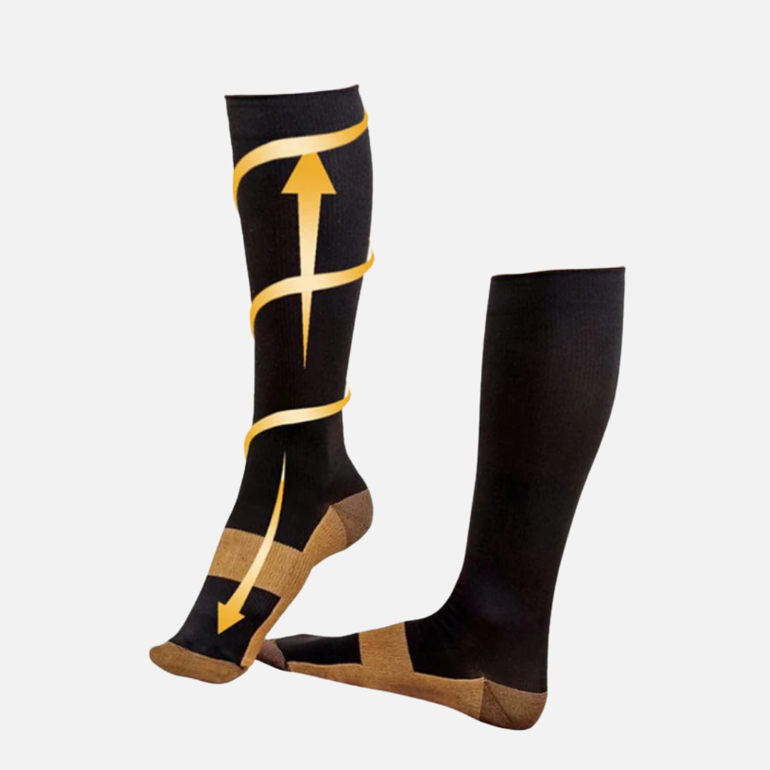 Black & Gold Copper Infused Compression Socks